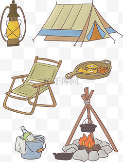 露营露营美食图片_露营插画贴纸设计