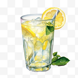 柠檬水图片_可口柠檬水元素立体免抠图案