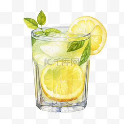 柠檬水图片_可口柠檬水元素立体免抠图案