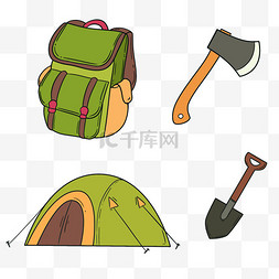 夏季露营帐篷背包贴纸png图片