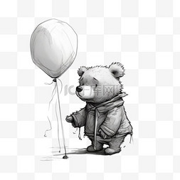 小熊气球元素立体免抠图案