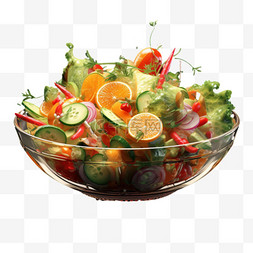 蔬菜沙拉元素立体免抠图案
