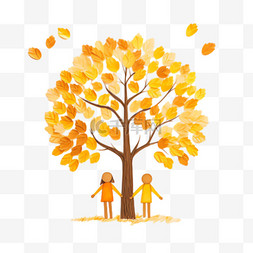 秋天树木元素立体免抠图案