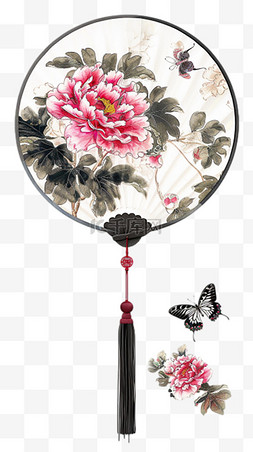 古风中式传统工艺品兰花团扇扇面