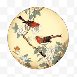 中式古风传统工艺品花鸟团扇扇面