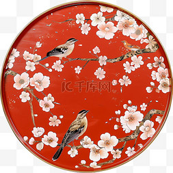 传统刺绣图片_中式古风传统工艺品红色喜庆团扇
