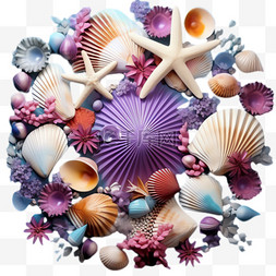 海星贝壳元素立体免抠图案