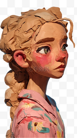 可爱女性头像图片_卡通可爱3D粘土风格女性头像PNG素