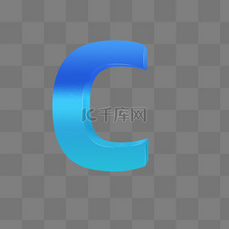 玻璃蓝色C字母渐变色字母C免抠元