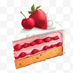 草莓蛋糕素材图片_草莓蛋糕元素立体免抠图案