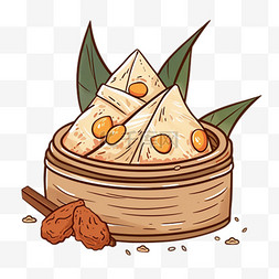 国风端午节可爱的蛋黄粽子设计