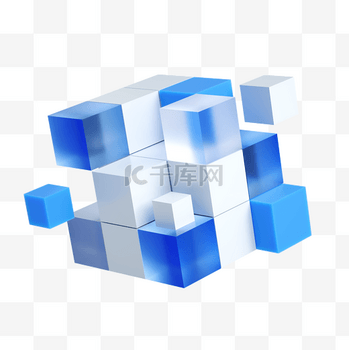 c4d设计界面科技商务图标几何方块魔方玻璃透明