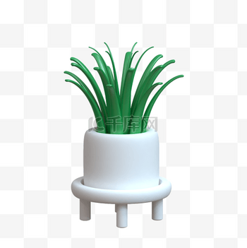 3D植物盆栽草叶子