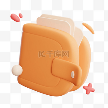3d卡通可爱钱包图标元素
