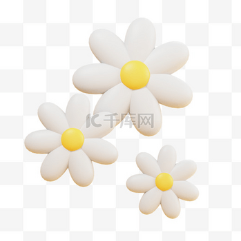 3D立体清明小图标花朵PNG素材