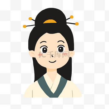 卡通头像毕业女生图片素材手绘卡通古人女生头像免抠元素