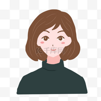 手绘卡通女生头像母亲节妇女节免抠元素