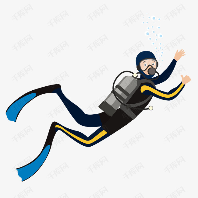 卡通海底探险的潜水员的素材免抠卡通潜水员手绘手绘潜水员探险潜水员