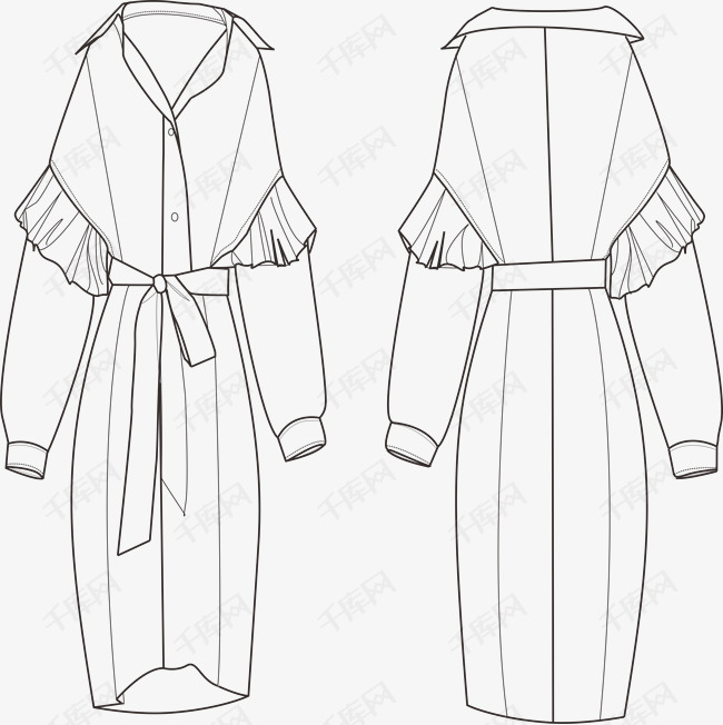 女士长款时尚外套设计图的素材免抠女士外套时尚外套衣服服饰服装设计