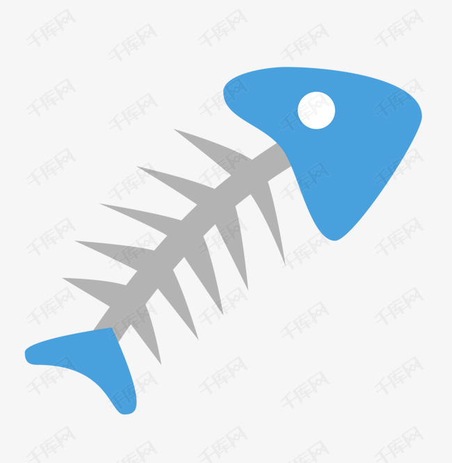 蓝色卡通鱼骨头样本