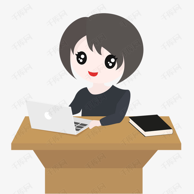 卡通手绘工作女孩