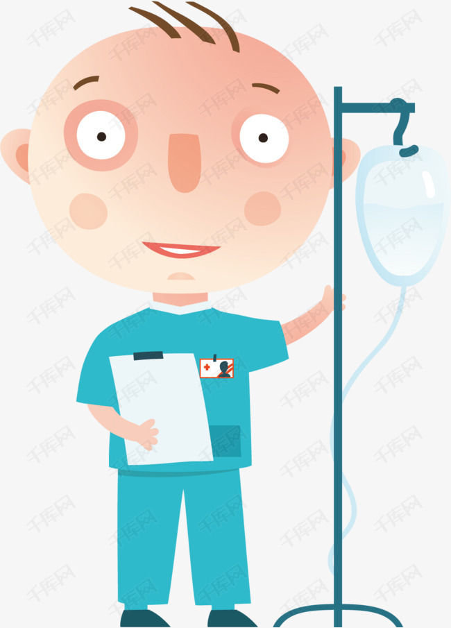 矢量图正在视察病人用药的医生