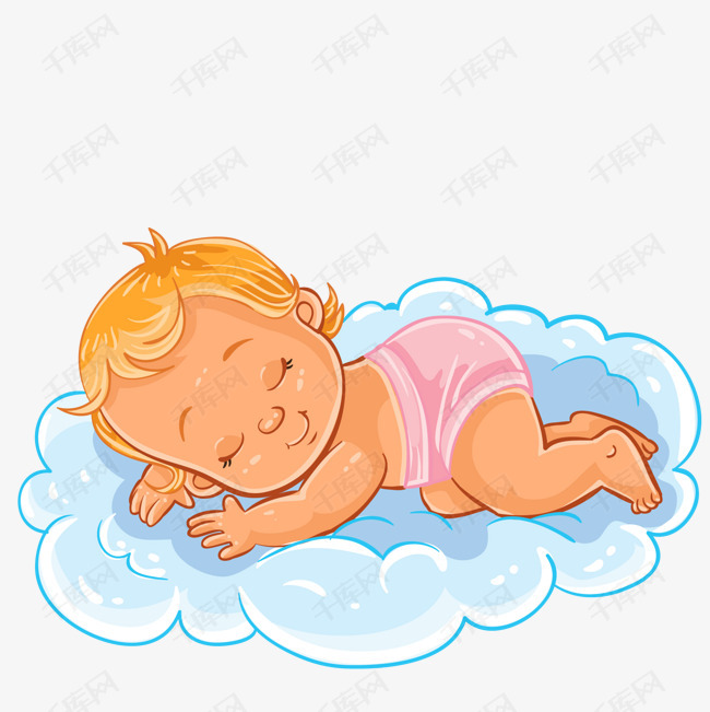 卡通婴儿png下载的素材免抠睡觉可爱宝宝卡通婴儿矢量图卡通插图