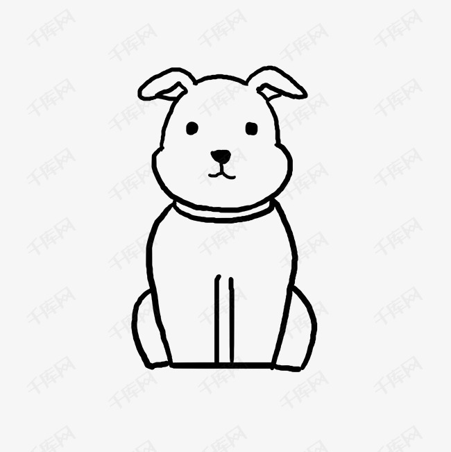 卡通狗狗儿童涂鸦线条简笔画
