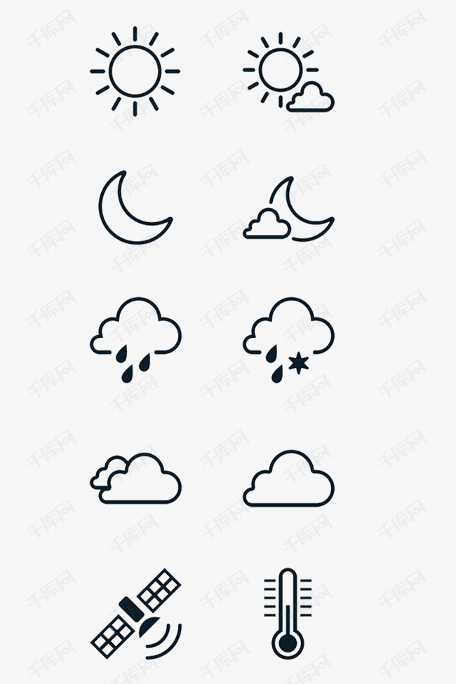 天气简笔图标素材