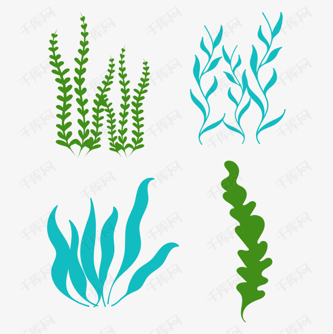 卡通矢量海底水草海底世界