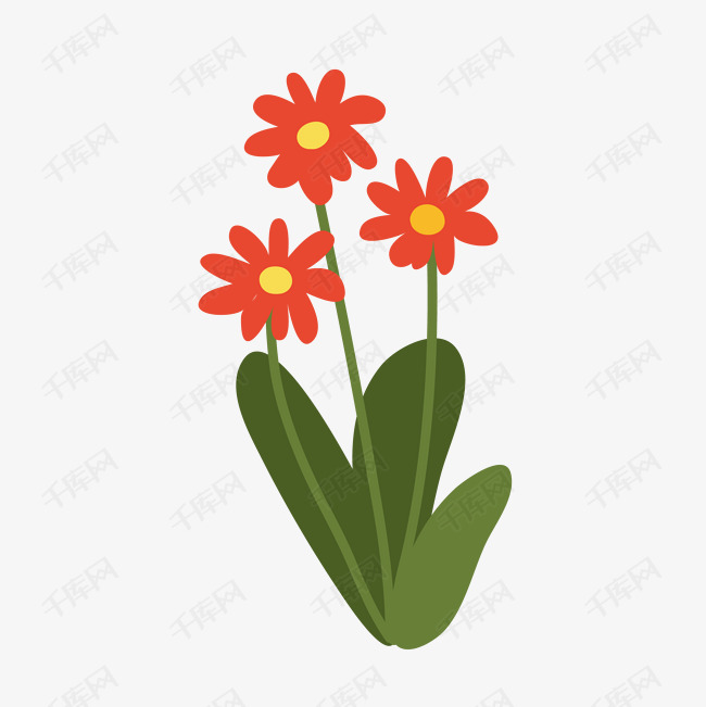 彩色创意花朵植物元素的素材免抠彩色创意植物开花卡通插画