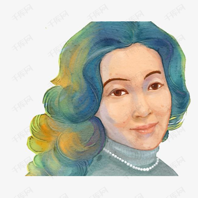 手绘水彩人物插图母亲节卷发妈妈插画