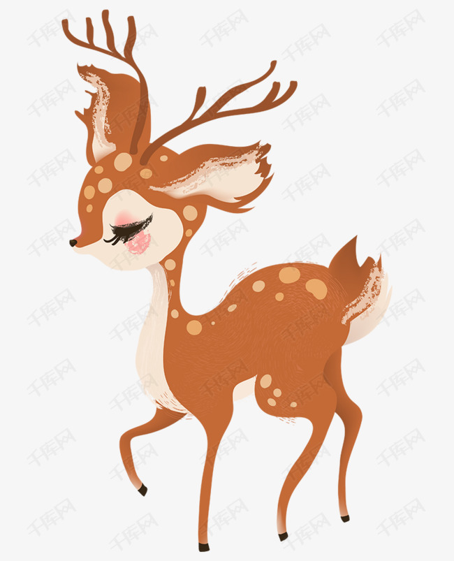 卡通手绘可爱的小鹿