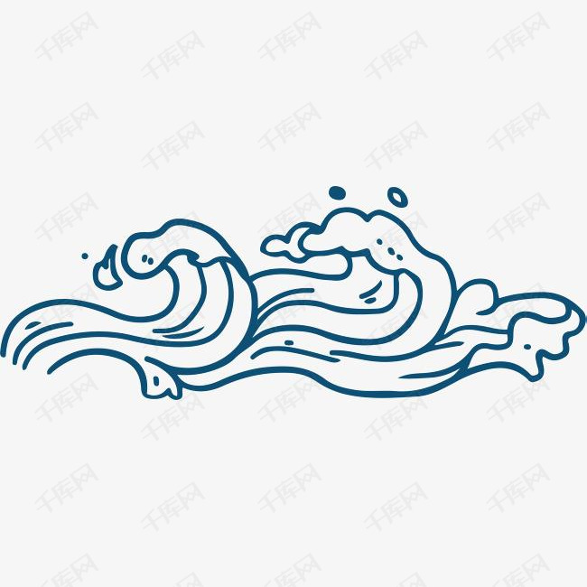 日手绘海浪的素材免抠世界海洋日蓝色海浪波浪蓝色海洋大海手绘海浪