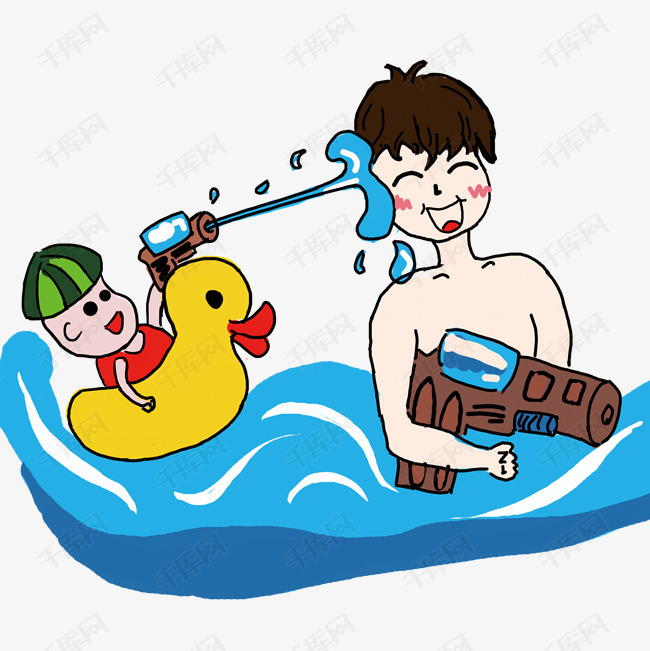亲子游夏日夏天游泳玩耍玩水