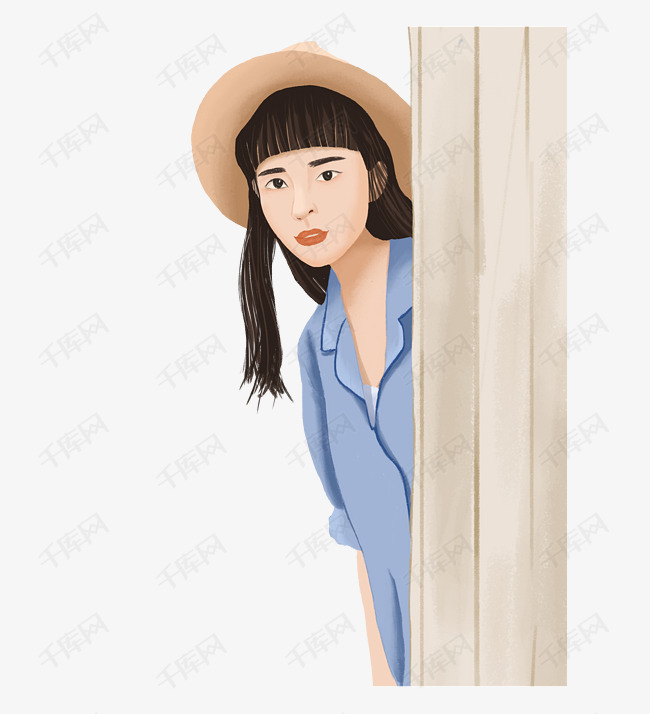 手绘戴帽子的女生