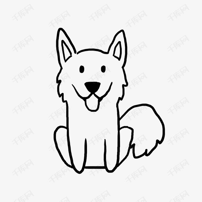 卡通狗狗儿童涂鸦线条简笔画