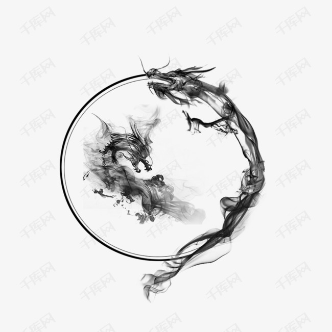 黑色圆圈的中国龙