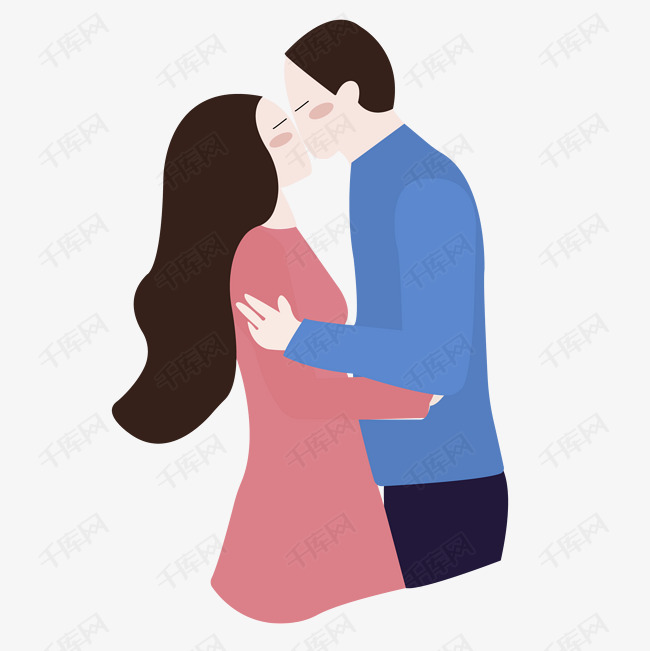 情侣矢量图的素材免抠                                卡通人物亲吻