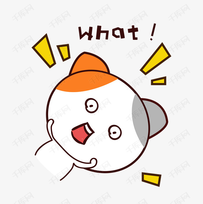矢量手绘卡通可爱小猫what表情包