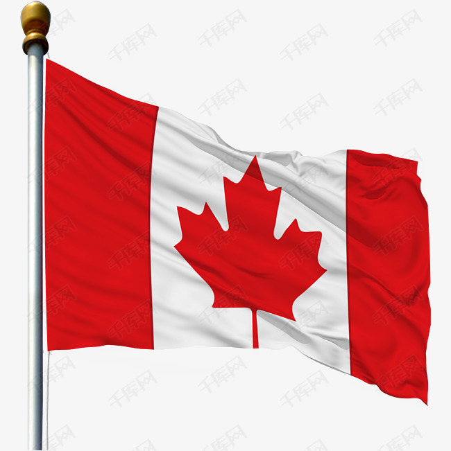 带旗杆的加拿大国旗