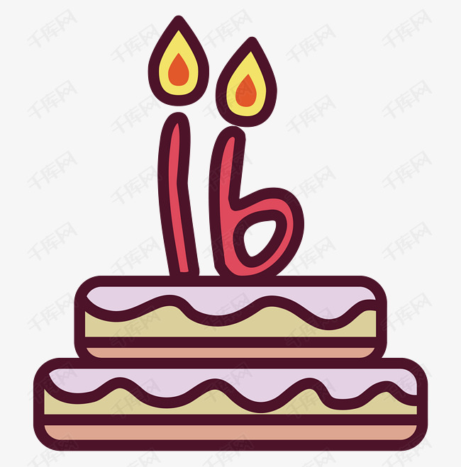 16岁生日蛋糕素材的素材免抠生日蛋糕蛋糕卡通蛋糕蜡烛手绘蛋糕效果图