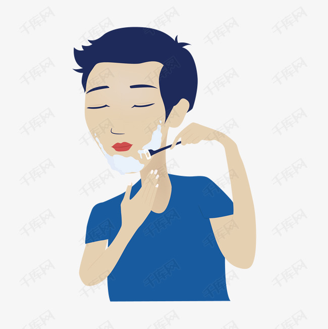 手绘刮胡子的男人