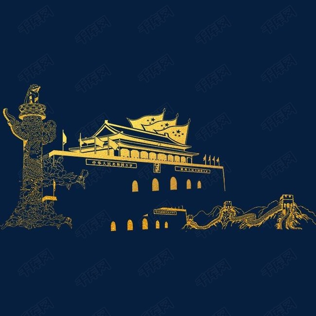 天安门线条手绘装饰