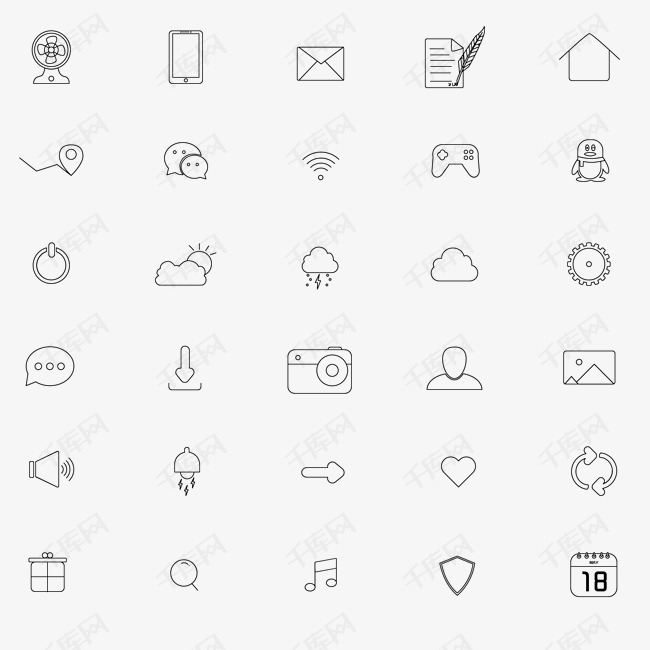 常用ui线性图标30个简约图标