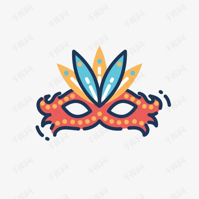 水彩卡通美丽面具