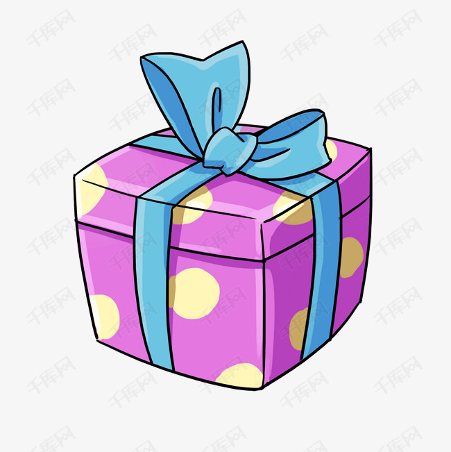 卡通手绘紫色礼物盒插画