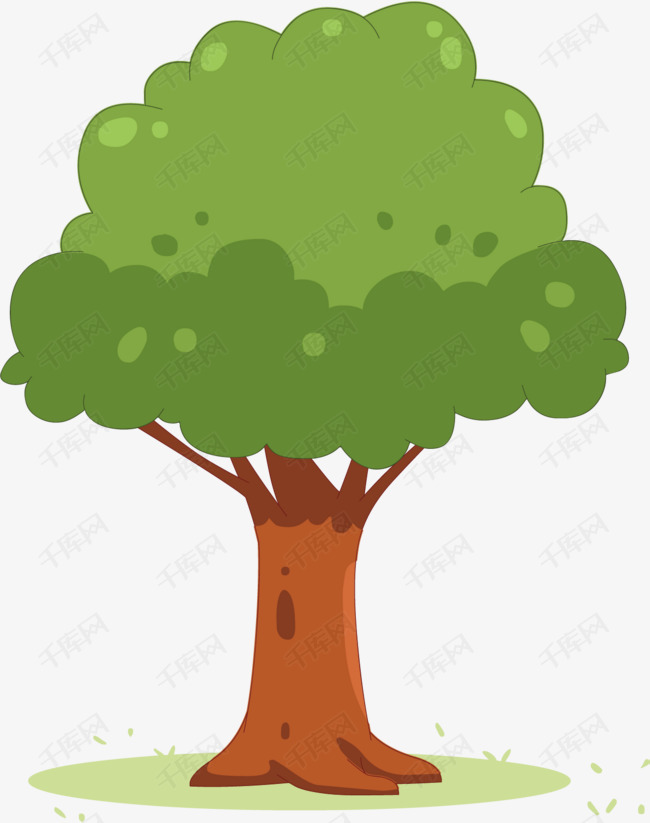 矢量图绿色植物大树的素材免抠矢量图绿色大树植物绘画卡通手绘