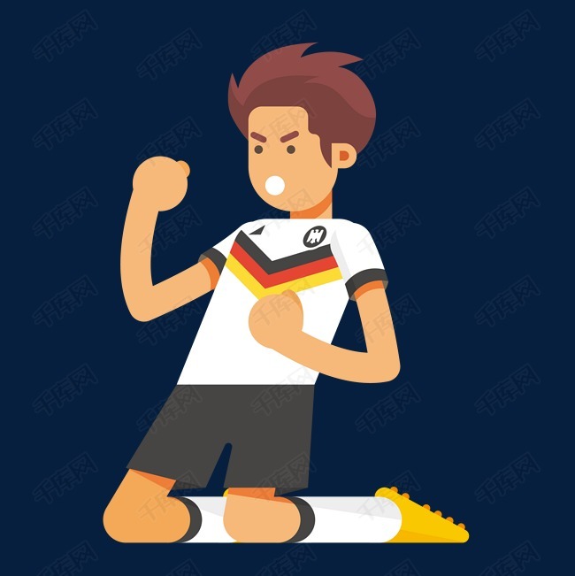 卡通进球胜利欢呼的德国足球