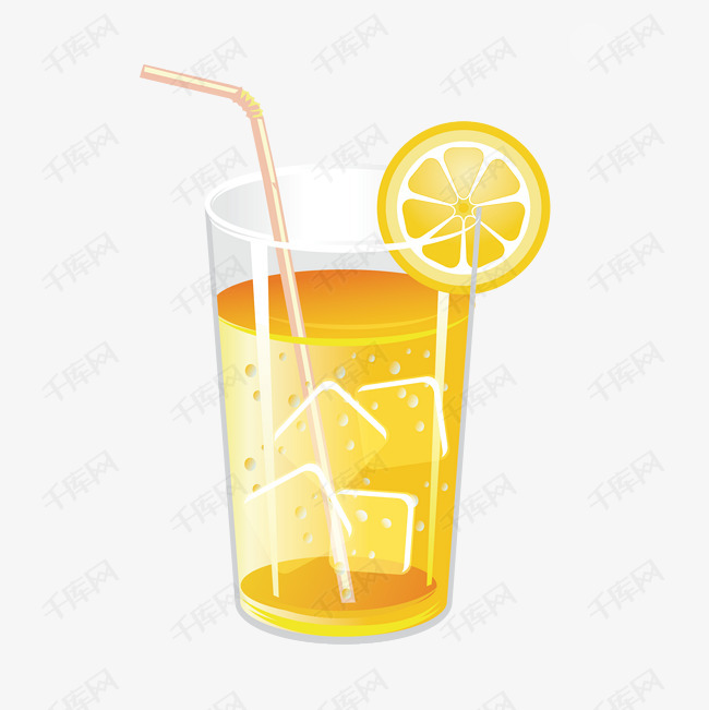 卡通手绘冰镇柠檬茶